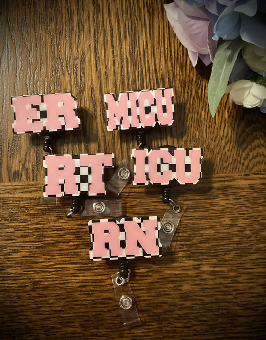 Checkered Initials Badge Reel