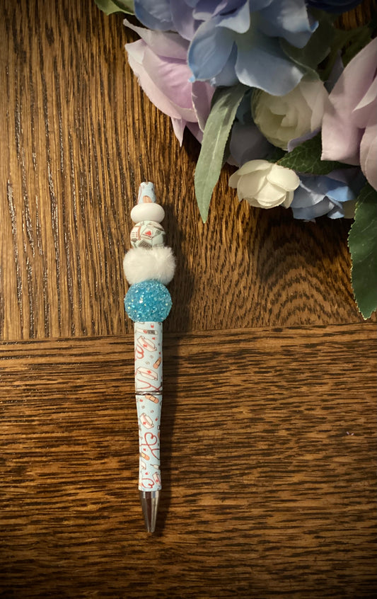 Blue Fuzzy Nurse Pen